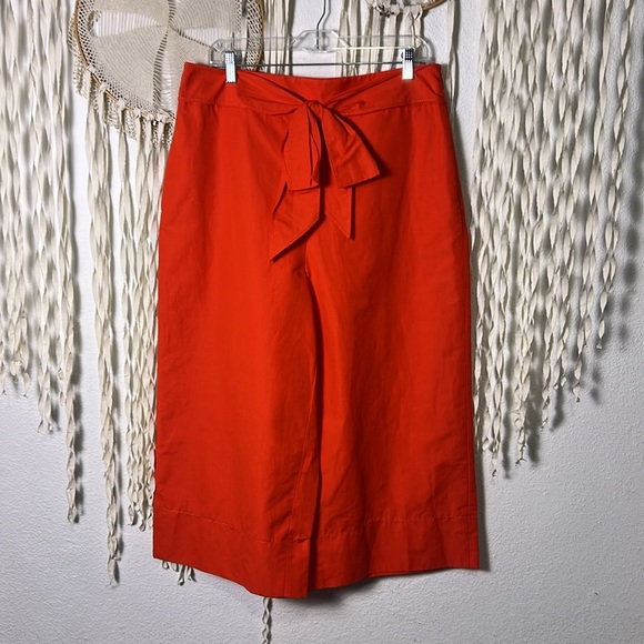 Kate Spade Coral Slub Cotton Culotte with Bow Accent Size 14 NWOT - Picture 2 of 12